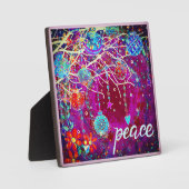 Peace Hübsch Ornaments Weihnachten Lila Fotoplatte (Vorderseite)