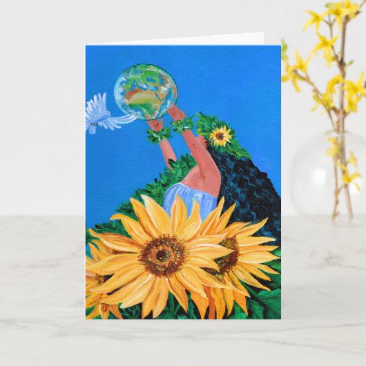 Peace Hula Goddess Card Karte (Gelbe Blume)