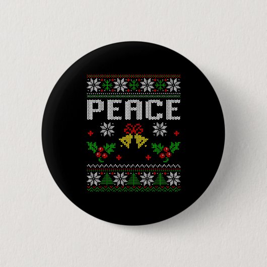 Peace I Come In Peace Couple Matching Ugly Christm Button (Vorderseite)