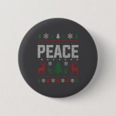 Peace I Come In Peace Couple Matching Ugly Christm Button (Vorderseite)