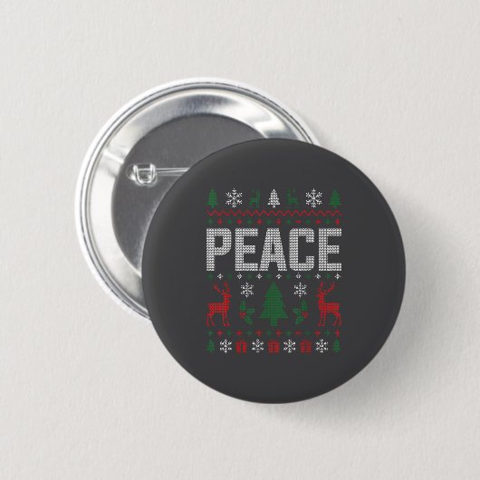 Peace I Come In Peace Couple Matching Ugly Christm Button (Vorne & Hinten)