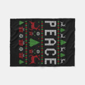 Peace I Come In Peace Couple Matching Ugly Christm Fleecedecke (Vorderseite (Horizontal))
