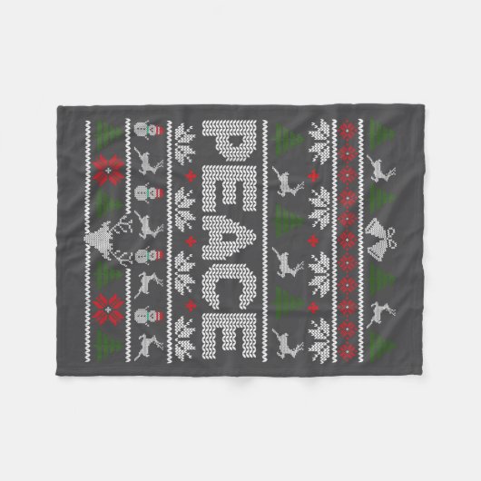 Peace I Come In Peace Couple Matching Ugly Christm Fleecedecke (Vorderseite (Horizontal))