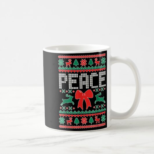 Peace I Come In Peace Couple Matching Ugly Christm Kaffeetasse (Rechts)