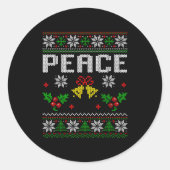 Peace I Come In Peace Couple Matching Ugly Christm Runder Aufkleber (Vorderseite)