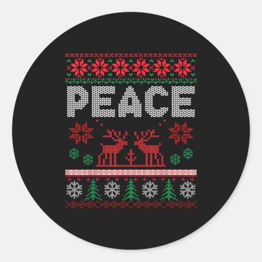 Peace I Come In Peace Couple Matching Ugly Christm Runder Aufkleber (Vorderseite)