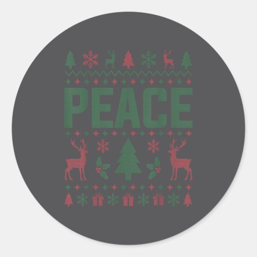 Peace I Come In Peace Couple Matching Ugly Christm Runder Aufkleber (Vorderseite)