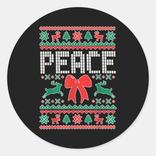 Peace I Come In Peace Couple Matching Ugly Christm Runder Aufkleber (Vorderseite)