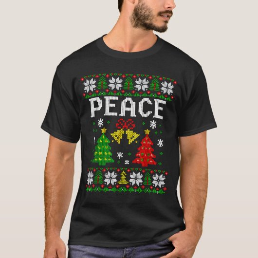 Peace I Come In Peace Couple Matching Ugly Christm T-Shirt (Vorderseite)