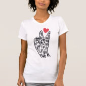 PEACE I PEACE Sign Fingers with LIEBE heart T-Shirt (Vorderseite)