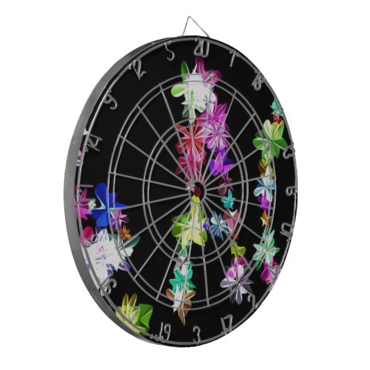 "PEACE" in Blume Art Print Dartscheibe (Vorderseite Links)
