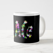 "PEACE" in Blume Art Print Jumbo-Tasse (Vorderseite Rechts)