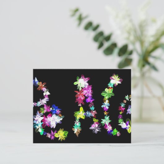 "PEACE" in Blume Art Print Postkarte (Stehend Vorderseite)