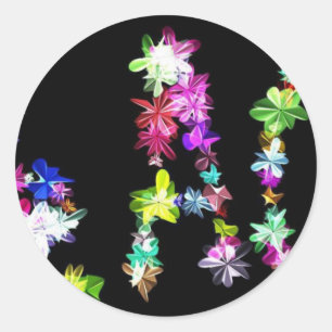 "PEACE" in Blume Art Print Runder Aufkleber