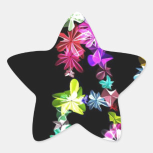 "PEACE" in Blume Art Print Stern-Aufkleber