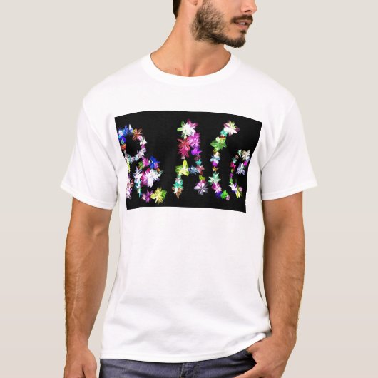 "PEACE" in Blume Art Print T-Shirt (Vorderseite)