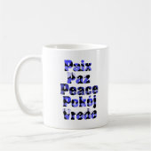 Peace in Many Languages Hearts Blue Kaffeetasse (Links)