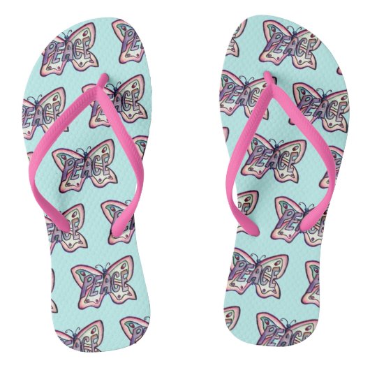 Peace Inspiration Pink Butterfly Sandals Badesandalen (Fußbett)