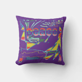 Peace Inspiration Red Yellow on Lila Südwest Kissen