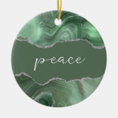 Peace Inspiration Word Sage Silver Agate Keramik Ornament (Vorne)
