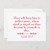 Peace Isaiah 26:3 Christian Scripture Postkarte (Vorne/Hinten)