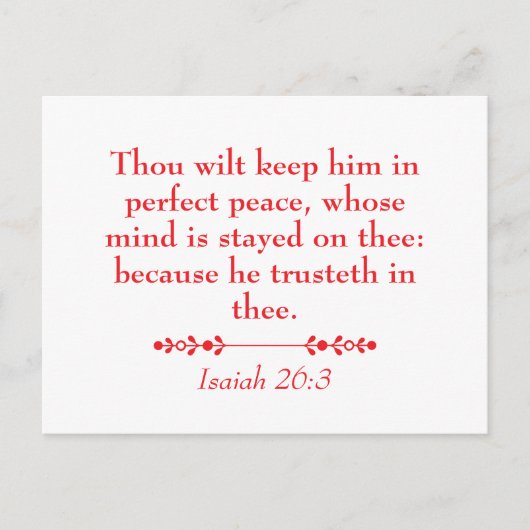 Peace Isaiah 26:3 Christian Scripture Postkarte (Vorderseite)