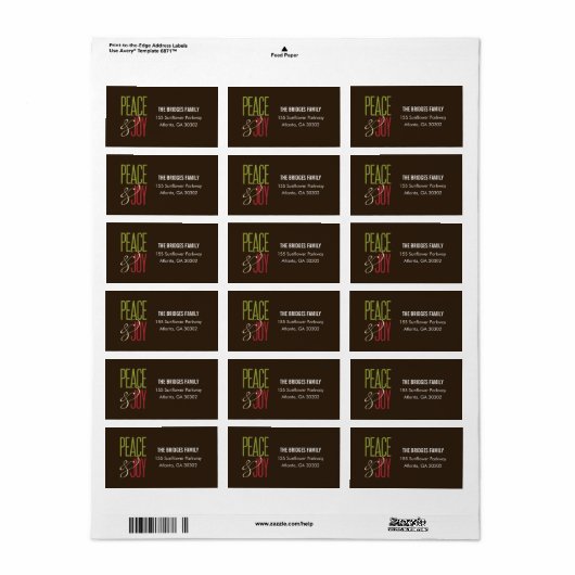 Peace & Joy Address Labels Adressaufkleber (Vorne)