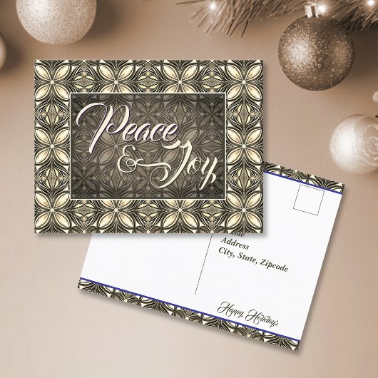 Peace & Joy Brown Weihnachten Postkarte