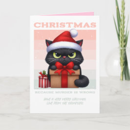 Peace Joy & Catnip Funny Cat Retro Christmas Photo Feiertagskarte