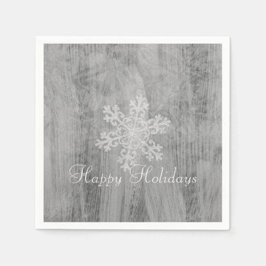 Peace Joy Cheer Silver Snowflake Holiday Party Serviette (Vorderseite)