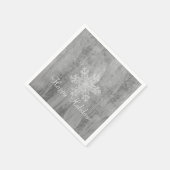 Peace Joy Cheer Silver Snowflake Holiday Party Serviette (Ecke)