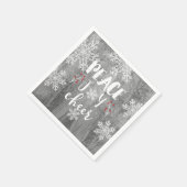 Peace Joy Cheer Silver Snowflake Holiday Party Serviette (Ecke)