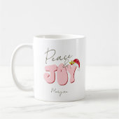 Peace Joy Christmas Pink Red Festive Add Name Kaffeetasse (Links)