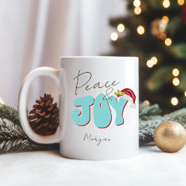 Peace Joy Christmas Pink Red Festive Add Name Kaffeetasse