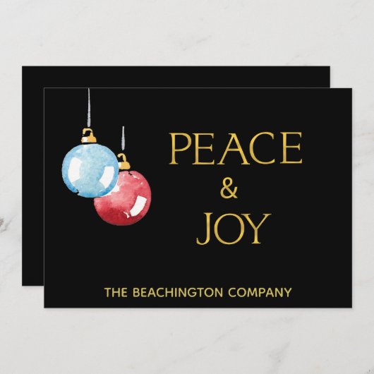 *~* PEACE + JOY Corporate Ornament Holiday Card (Vorne/Hinten)