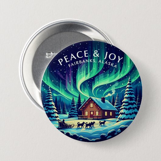 Peace & Joy Fairbanks Alaska Button (Vorne & Hinten)