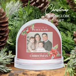 Peace Joy Family Photo Christmas Schneekugeln