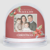 Peace Joy Family Photo Christmas Schneekugeln (Vorderseite)
