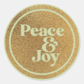 Peace & Joy Gold und Green Runder Aufkleber (Vorderseite)