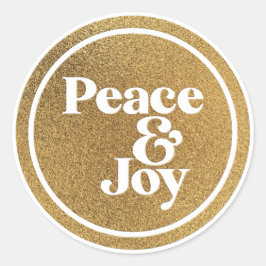 Peace & Joy Gold und White Runder Aufkleber