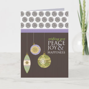 Peace Joy & Happiness Newsletter Card (lila) Feiertagskarte