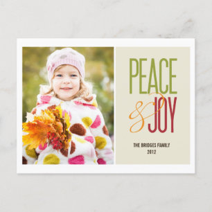 Peace & Joy Holiday Foto Card Postcard Feiertagspostkarte