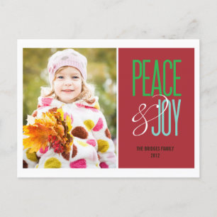 Peace & Joy Holiday Foto Card Postcard Feiertagspostkarte