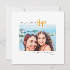 Peace Joy Hope Modernes Script Minimalistisches Fo Feiertagskarte