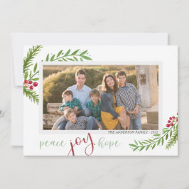 Peace Joy Hope Watercolor Zwei Fotos Weihnachten