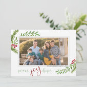 Peace Joy Hope Watercolor Zwei Fotos Weihnachten (Stehend Vorderseite)