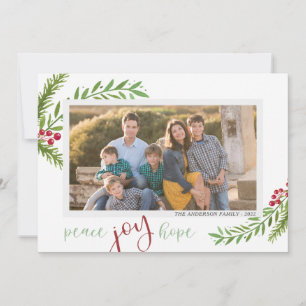 Peace Joy Hope Watercolor Zwei Fotos Weihnachten