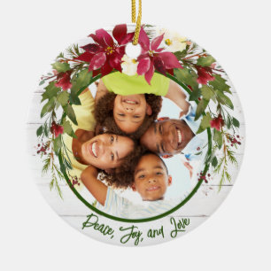 Peace Joy Liebe 2 Seite 2 Foto Poinsettia Weihnach Keramik Ornament