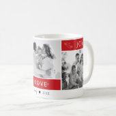 Peace Joy Liebe 3 Foto Collage Script Red Holiday Kaffeetasse (VorderseiteRechts)