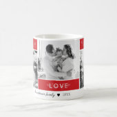 Peace Joy Liebe 3 Foto Collage Script Red Holiday Kaffeetasse (Mittel)